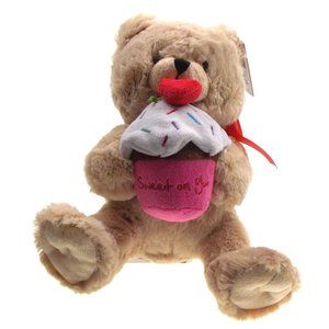 Ganz Teddy Bear Holding Sweet On You Cupcake Plush Heart Stuffed Animal Brown